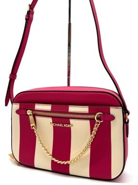 Michael Kors Large EW Zip Chain Xbody Crossbody Bag Electric Pink Multi